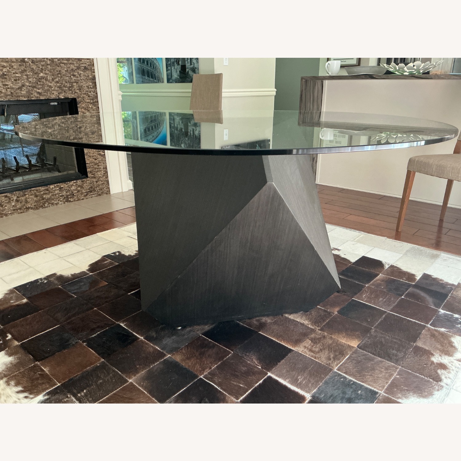 Modern Polygon Glass Top Dining Table - image-1