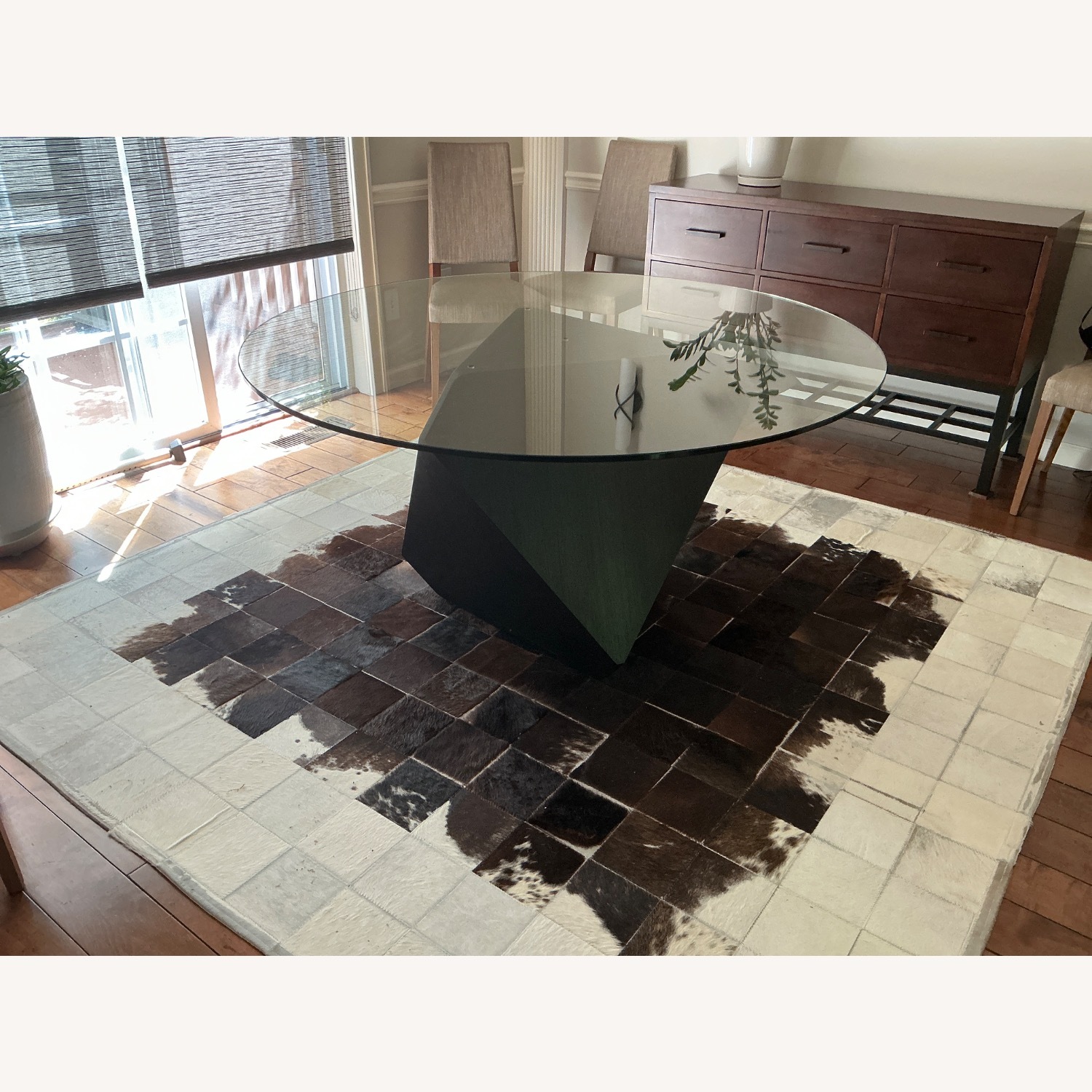 Modern Polygon Glass Top Dining Table - image-2