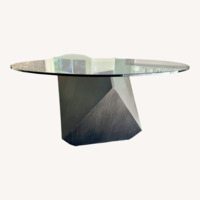 Modern Polygon Glass Top Dining Table