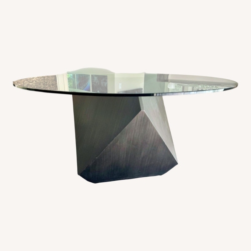 Used Modern Polygon Glass Top Dining Table for sale on AptDeco
