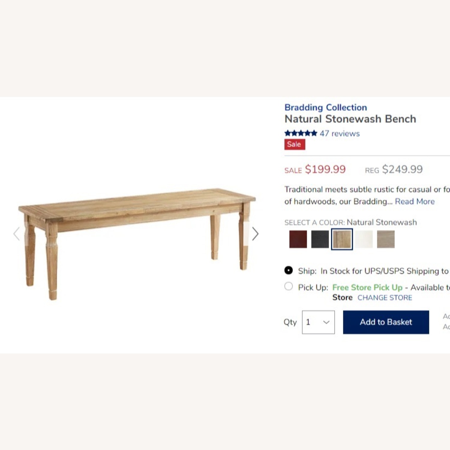 Pier1Natural Stonewash Table Bench & 2 Chairs - image-3