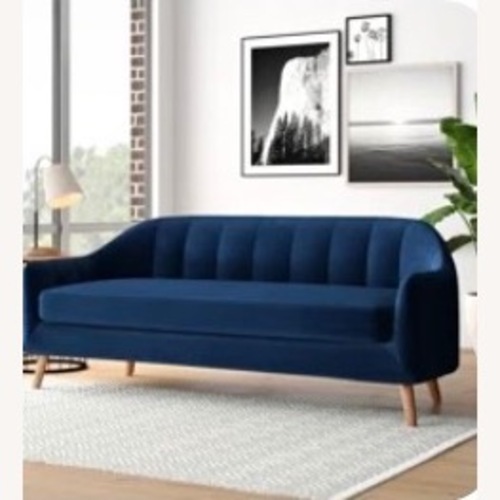 Used Wayfair Mistana Blue Velvet 3+ Sofa for sale on AptDeco