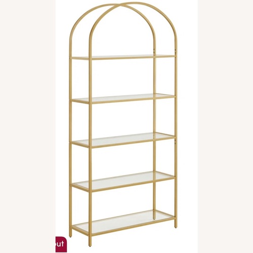 Used Wayfair Kelly Clarkson Home Gold Glass Bookcase for sale on AptDeco