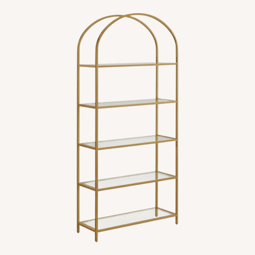 Used Wayfair Kelly Clarkson Home Gold Glass Bookcase for sale on AptDeco