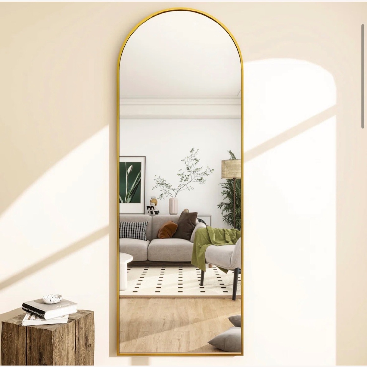 Wayfair Gold Mirrored Glass Floor Mirror - image-1