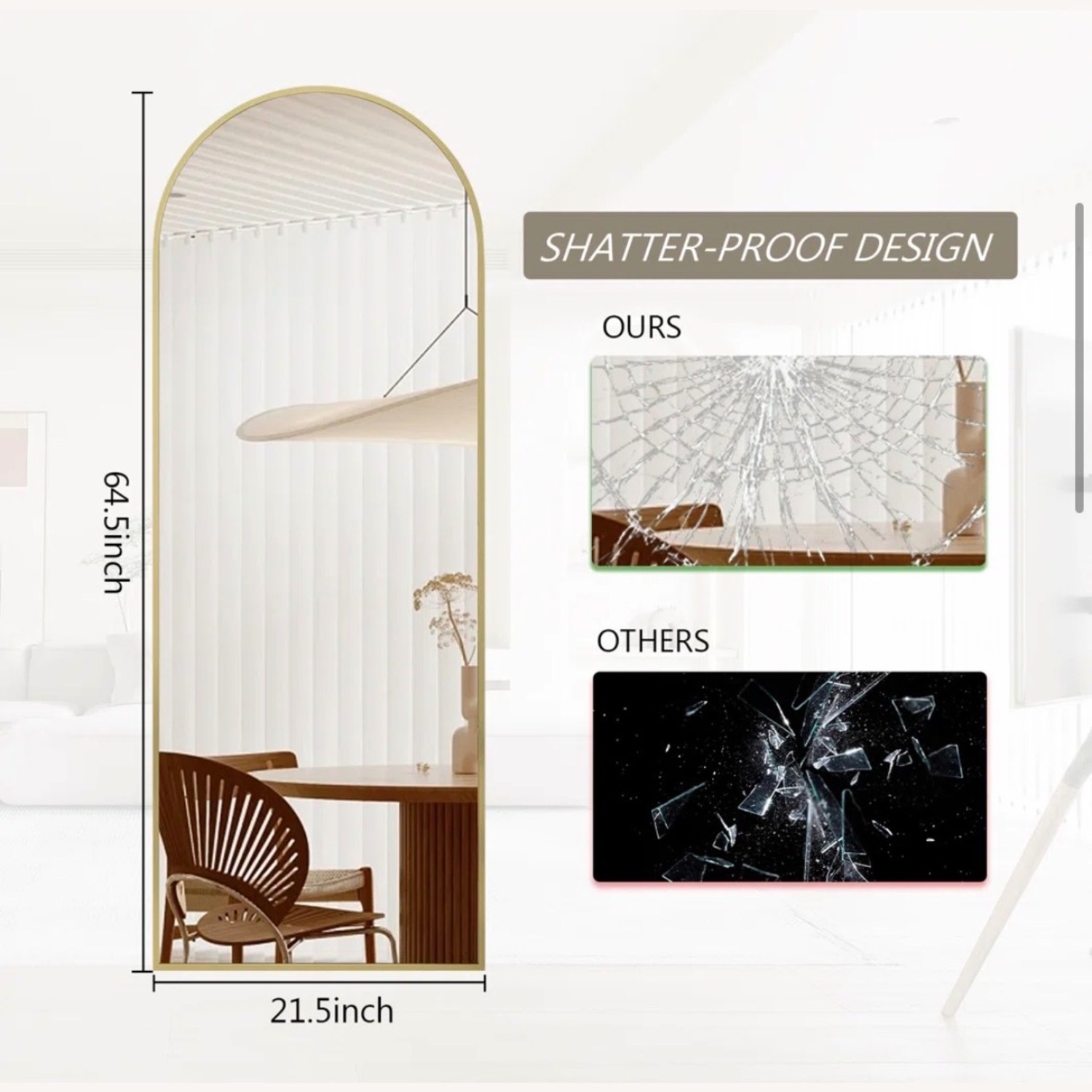 Wayfair Gold Mirrored Glass Floor Mirror - image-3