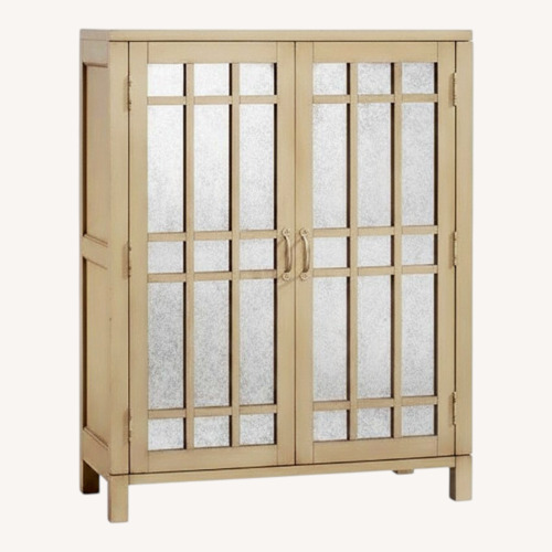 Used Pottery Barn Lyla Natural Bar Cabinet for sale on AptDeco