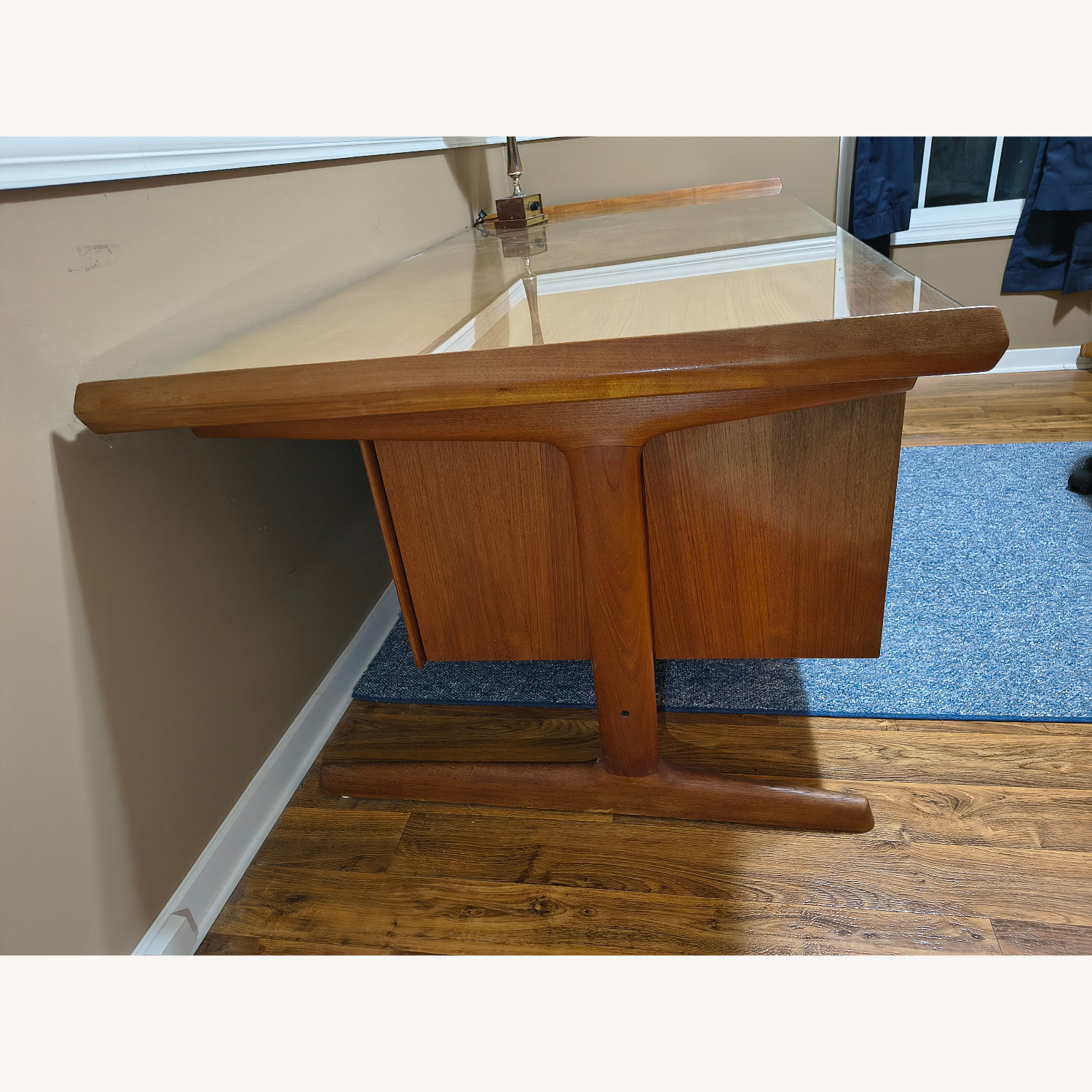 Arne Vodder Hp Hansen Mid-Century Danish Teak Glass Top Executive Desk - image-10