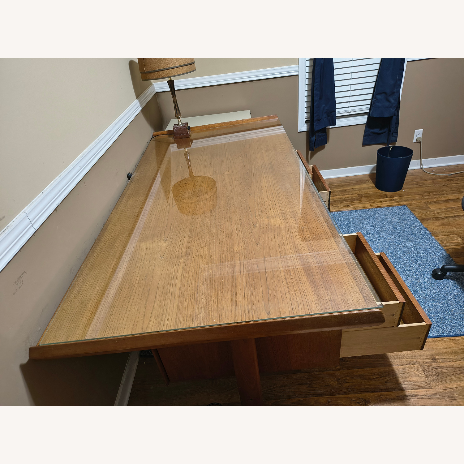 Arne Vodder Hp Hansen Mid-Century Danish Teak Glass Top Executive Desk - image-8