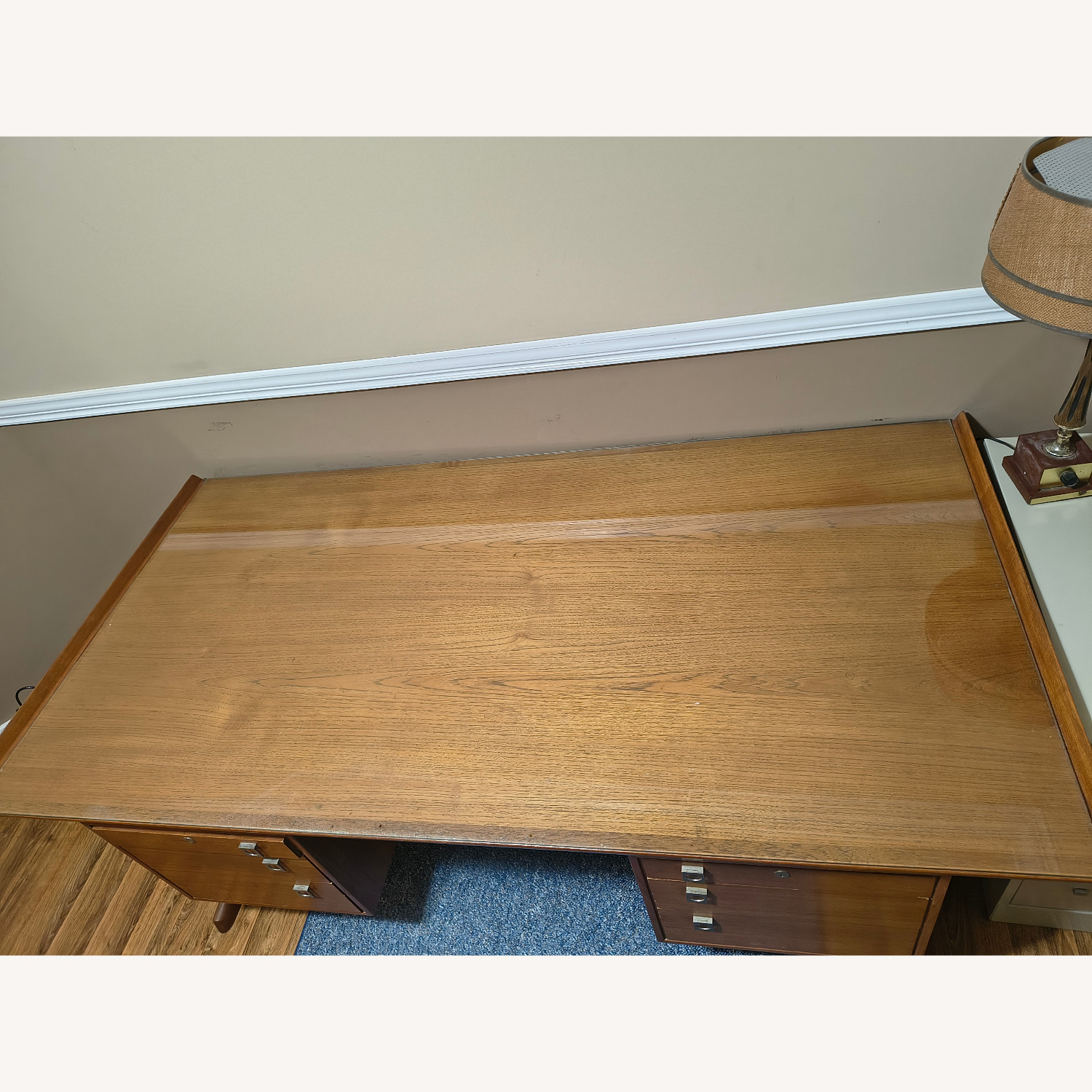 Arne Vodder Hp Hansen Mid-Century Danish Teak Glass Top Executive Desk - image-11