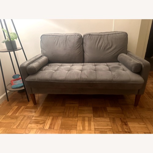 Used Dark Gray Velvet Loveseat for sale on AptDeco
