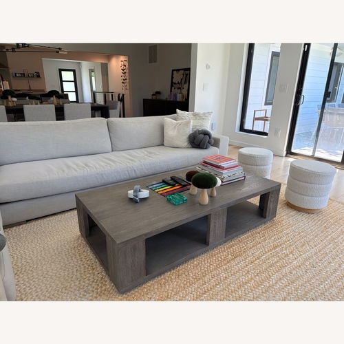 Used Restoration Hardware Hayes Light Gray Wood Coffee Table for sale on AptDeco