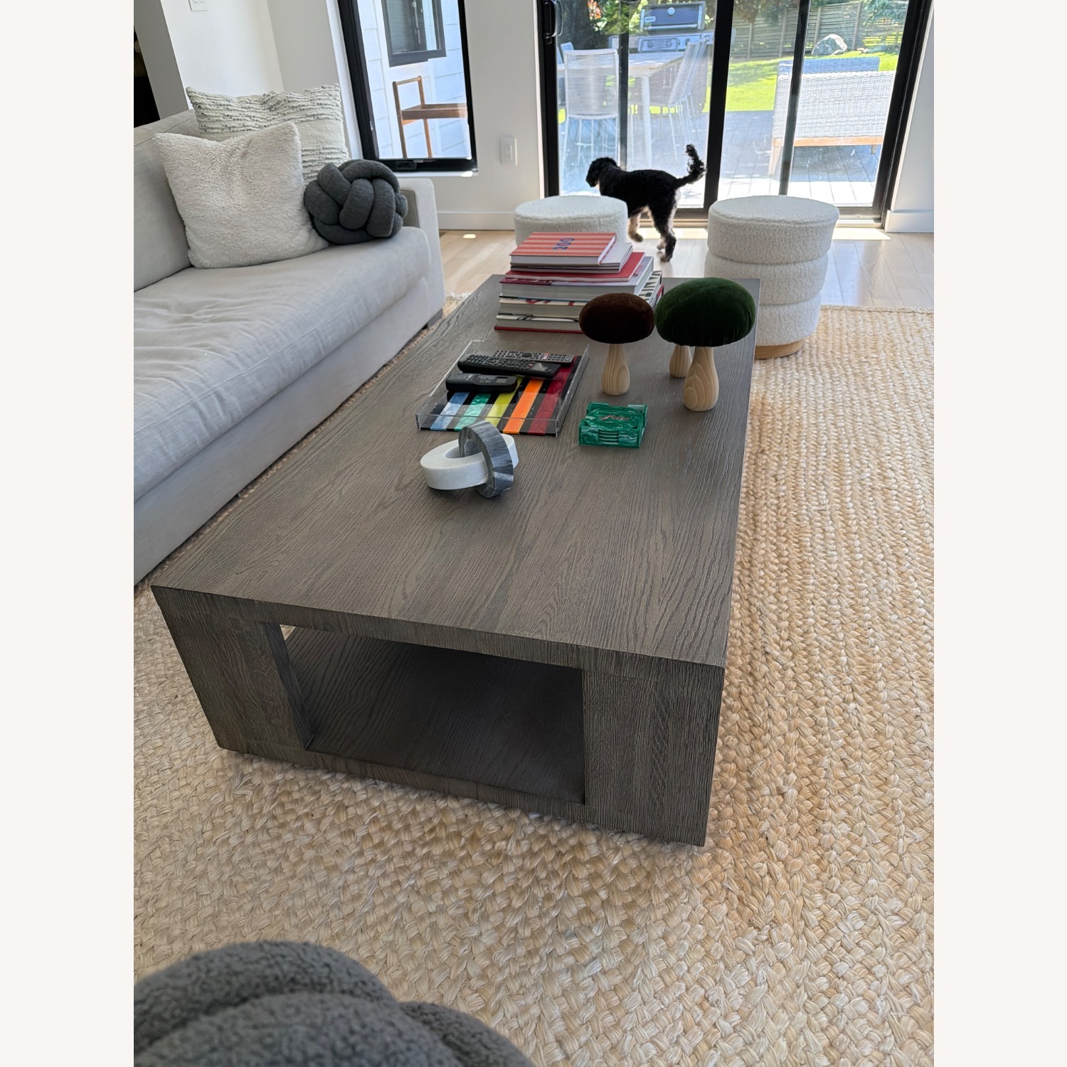 Restoration Hardware Hayes Light Gray Wood Coffee Table - image-2
