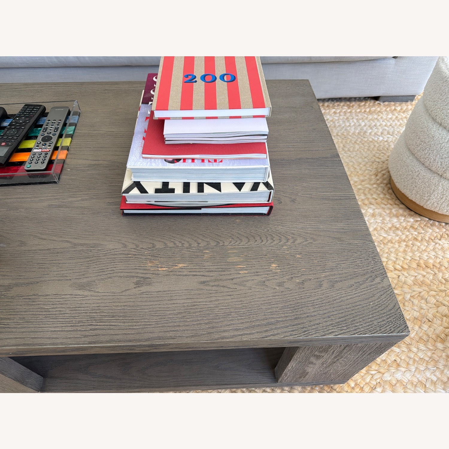 Restoration Hardware Hayes Light Gray Wood Coffee Table - image-3