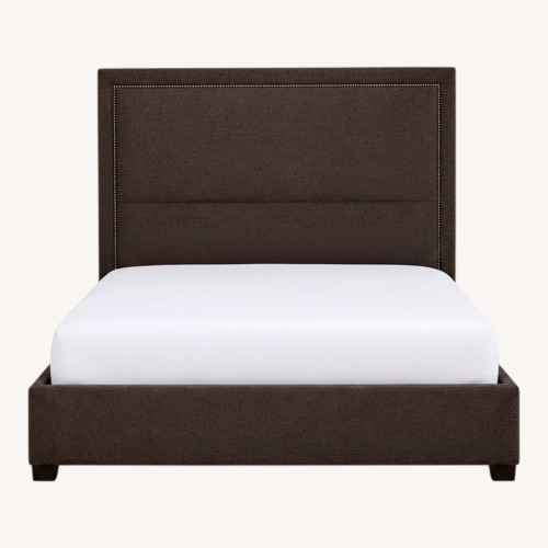 Used Bernhardt Furniture Dark Brown Fabric Queen Bed for sale on AptDeco