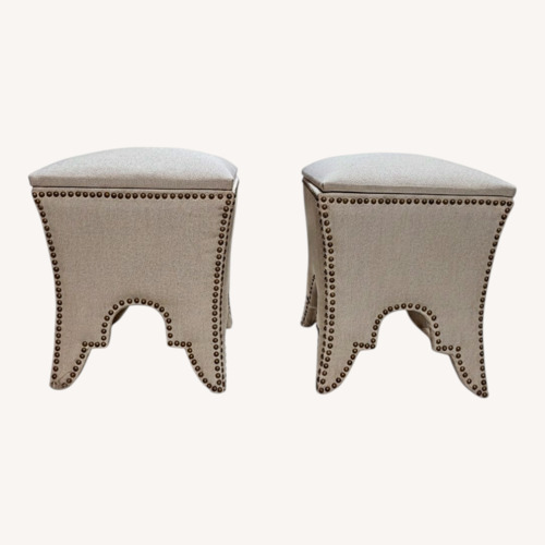 Used Pair of Transitional Stools Nailheads and Storage for sale on AptDeco