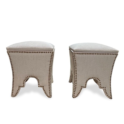 Used Pair of Transitional Stools Nailheads and Storage for sale on AptDeco