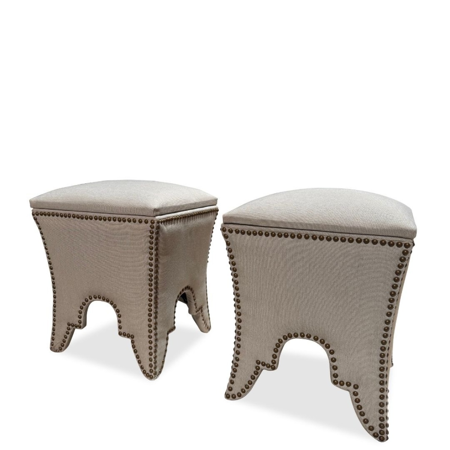 Pair of Transitional Stools Nailheads and Storage - image-3