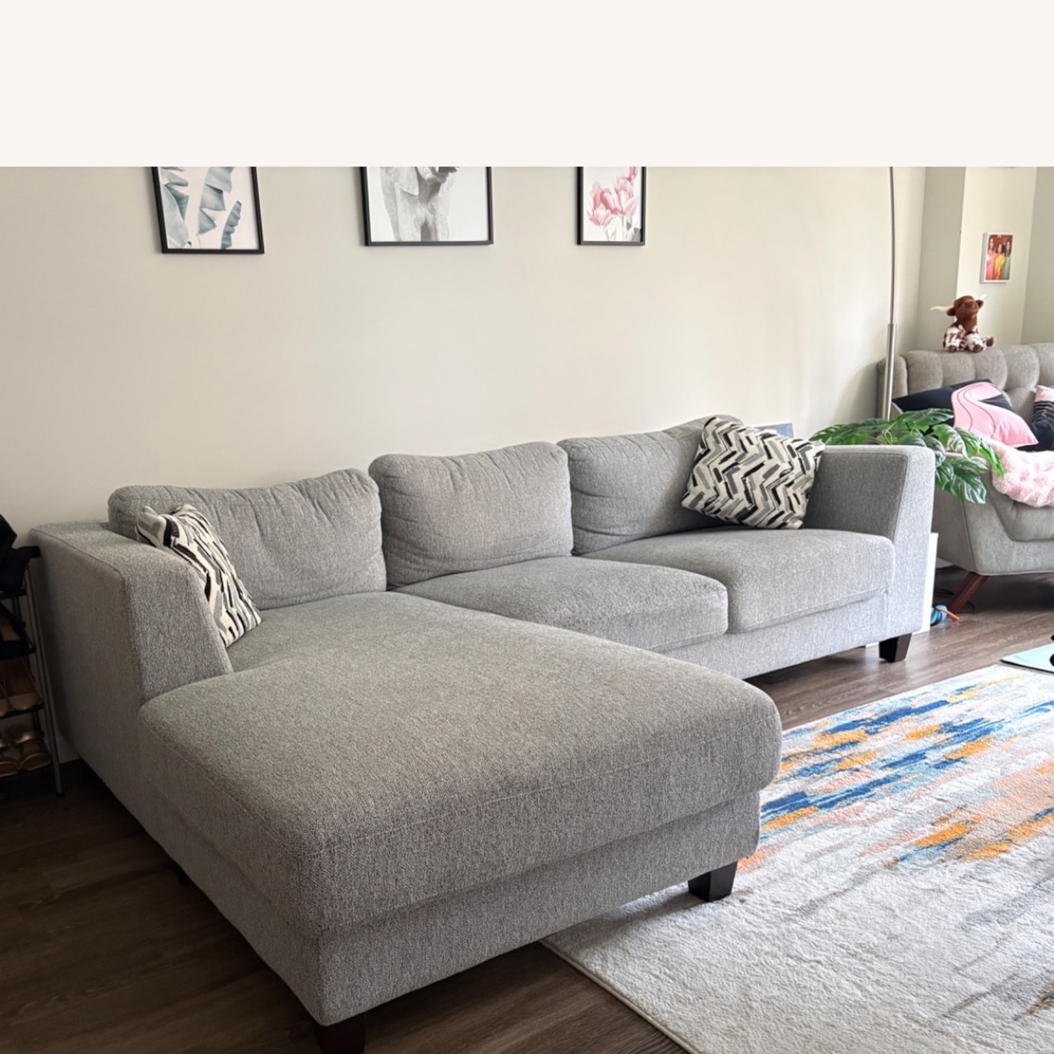 Wayfair Light Gray Fabric 2 Piece Sectional - image-4