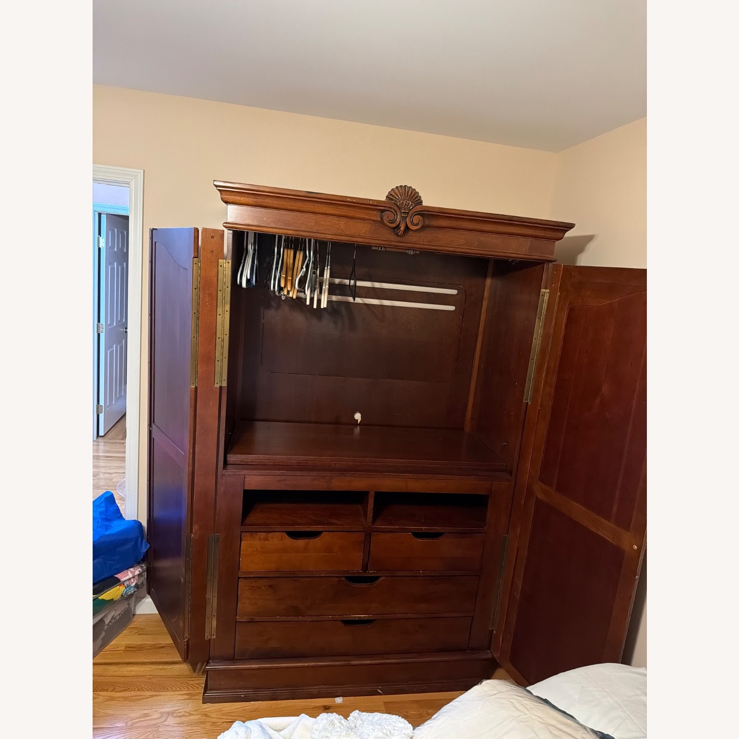 Dark Brown Wood Armoire - image-3