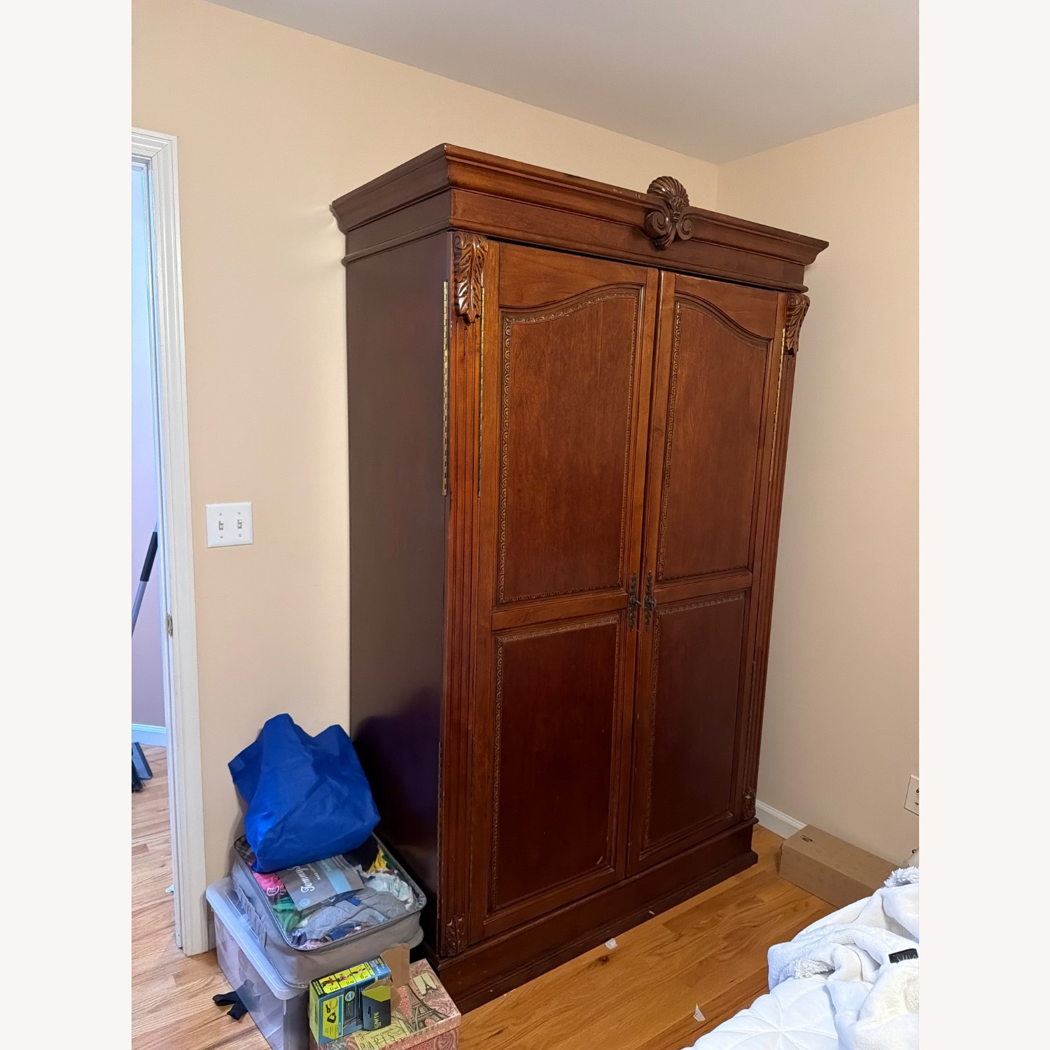 Dark Brown Wood Armoire - image-5