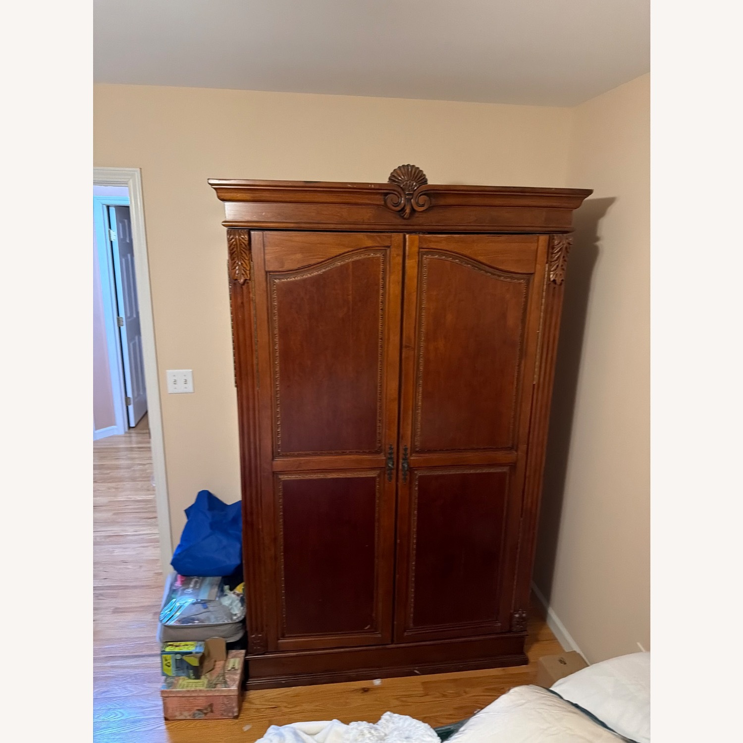 Dark Brown Wood Armoire - image-1