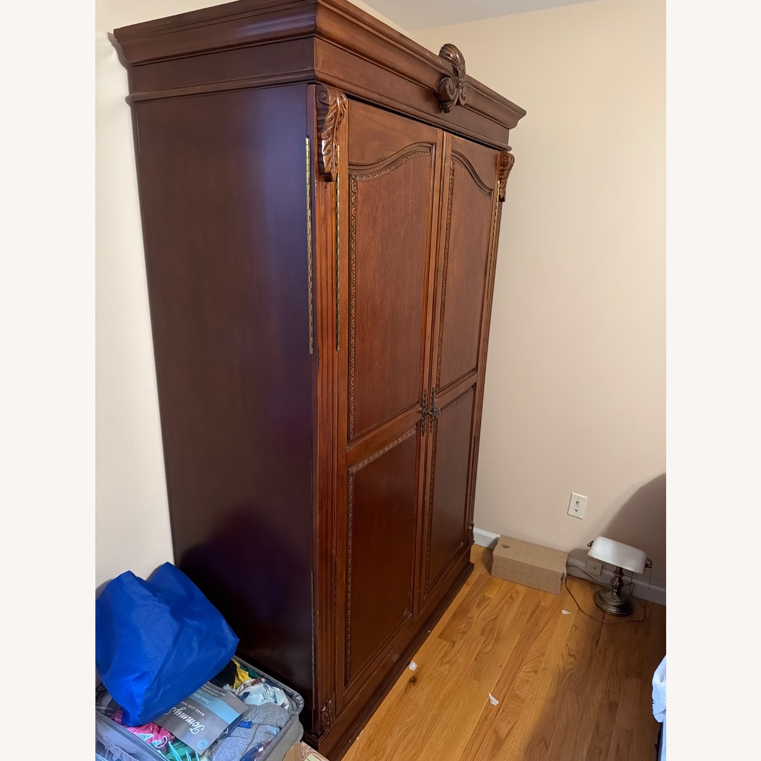 Dark Brown Wood Armoire - image-4