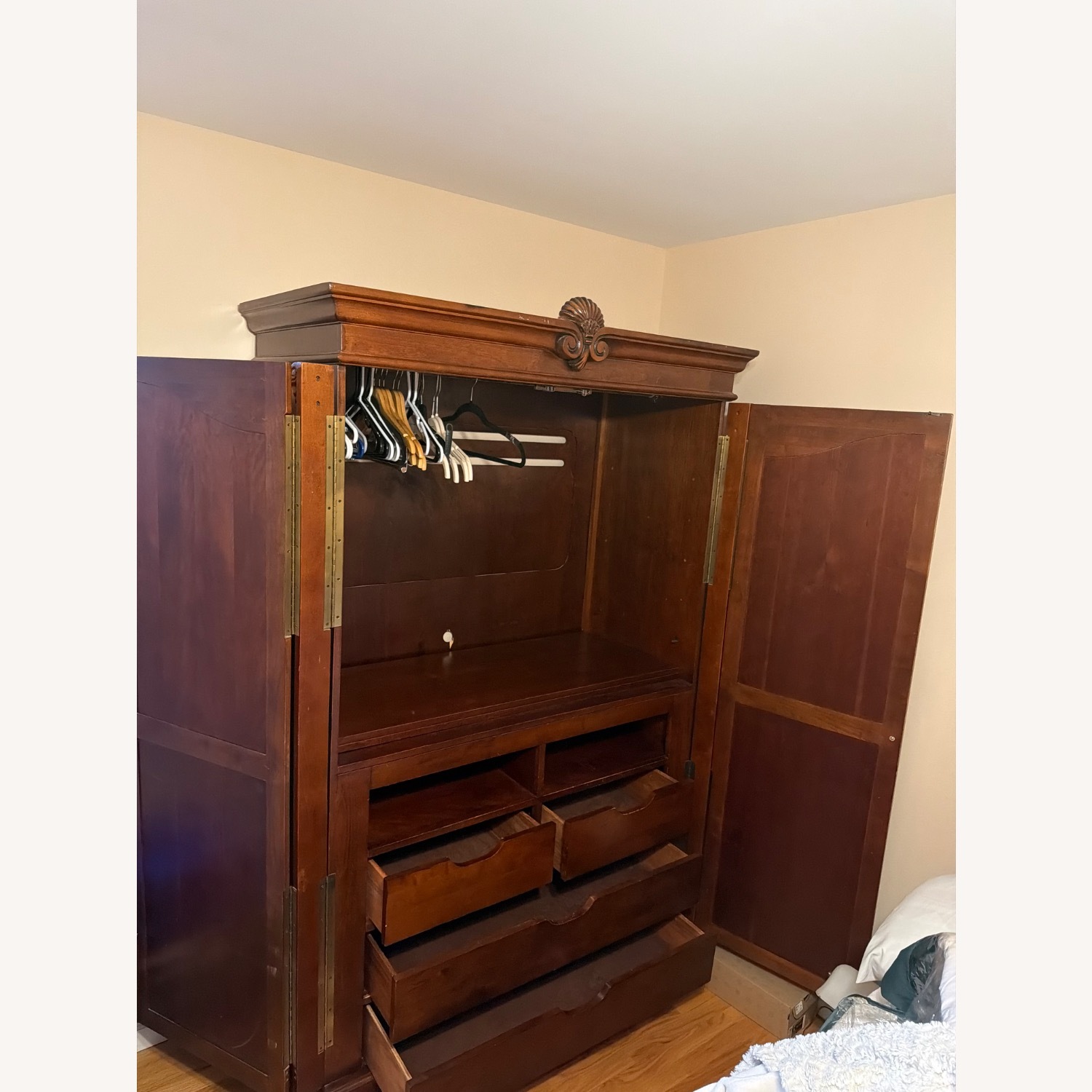 Dark Brown Wood Armoire - image-2