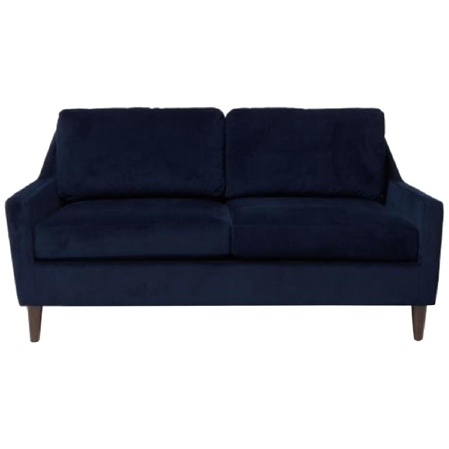 West Elm Everett Blue Velvet 3+ Seater Sofa - image-6