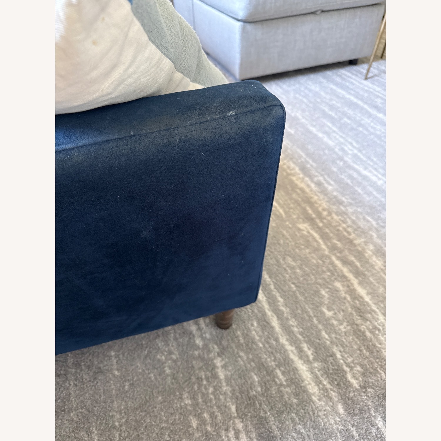 West Elm Everett Blue Velvet 3+ Seater Sofa - image-4