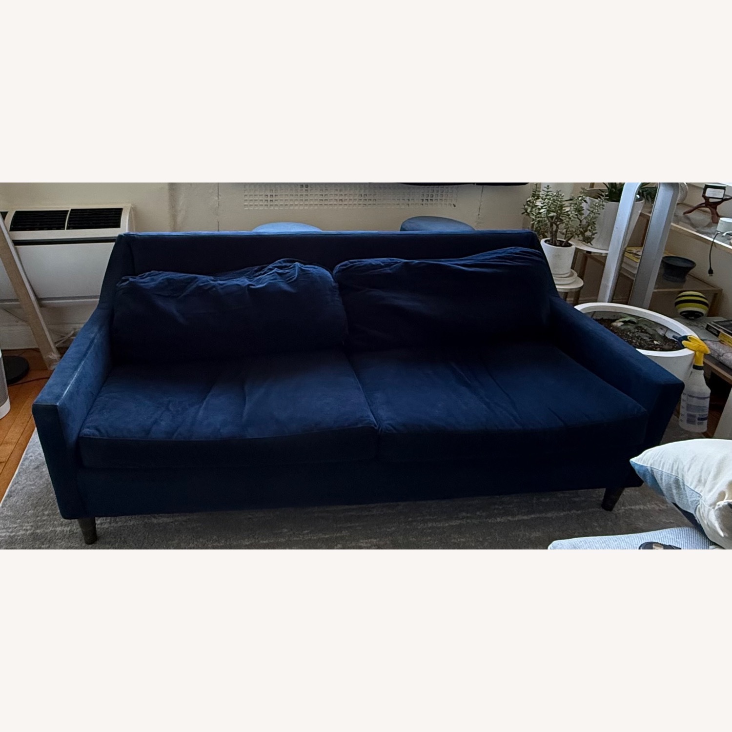 West Elm Everett Blue Velvet 3+ Seater Sofa - image-2