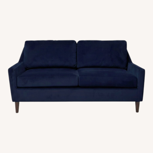 Used West Elm Everett Blue Velvet 3+ Seater Sofa for sale on AptDeco