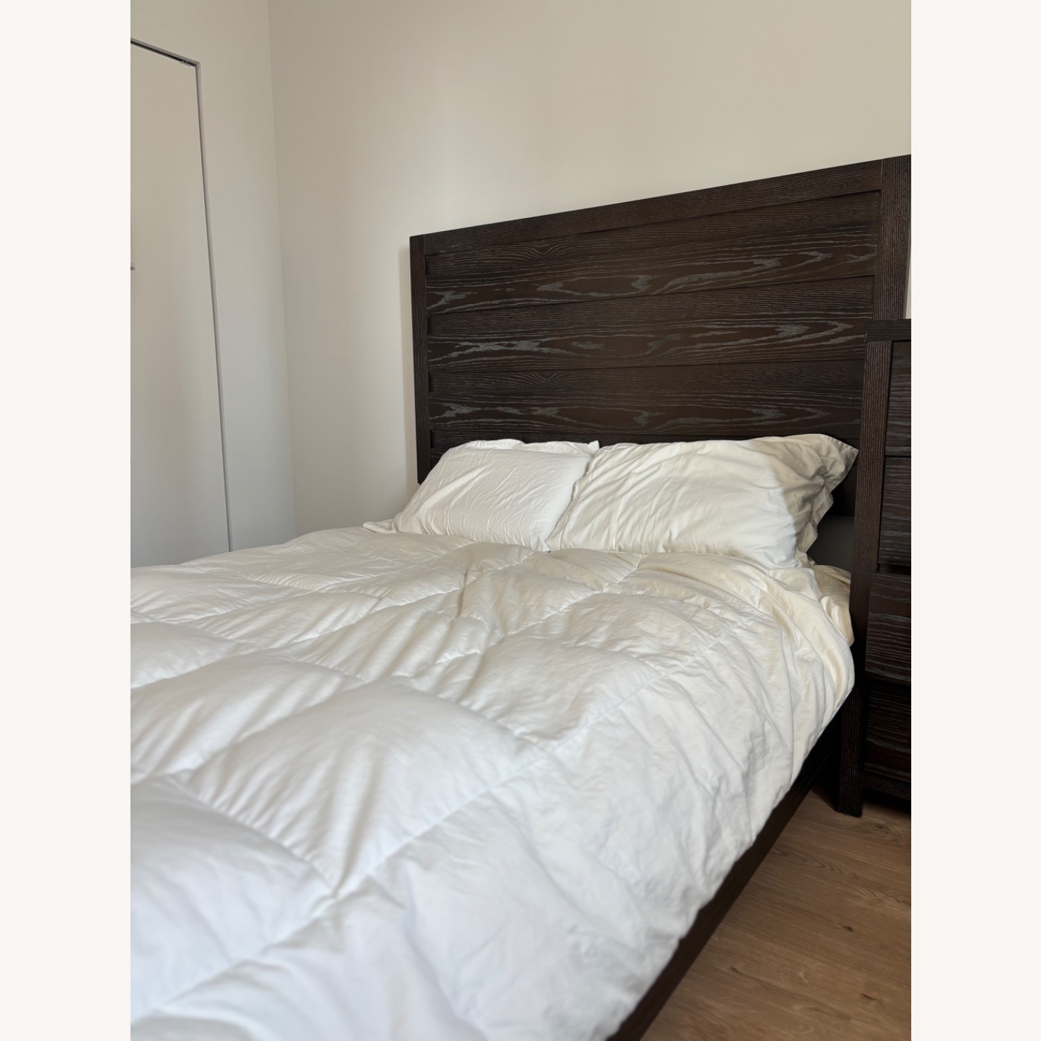 Dark Brown Wood Queen Bed Frame  - image-2