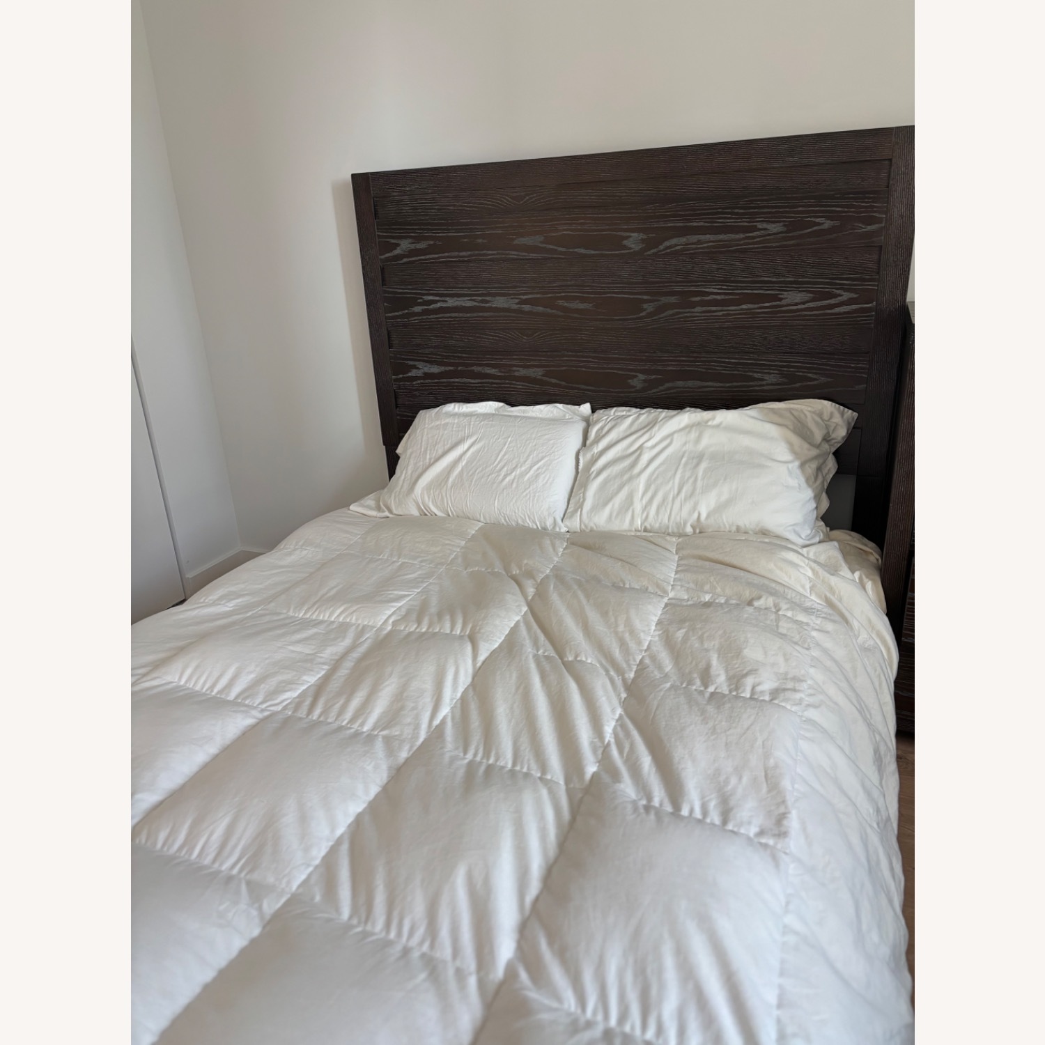 Dark Brown Wood Queen Bed Frame  - image-1