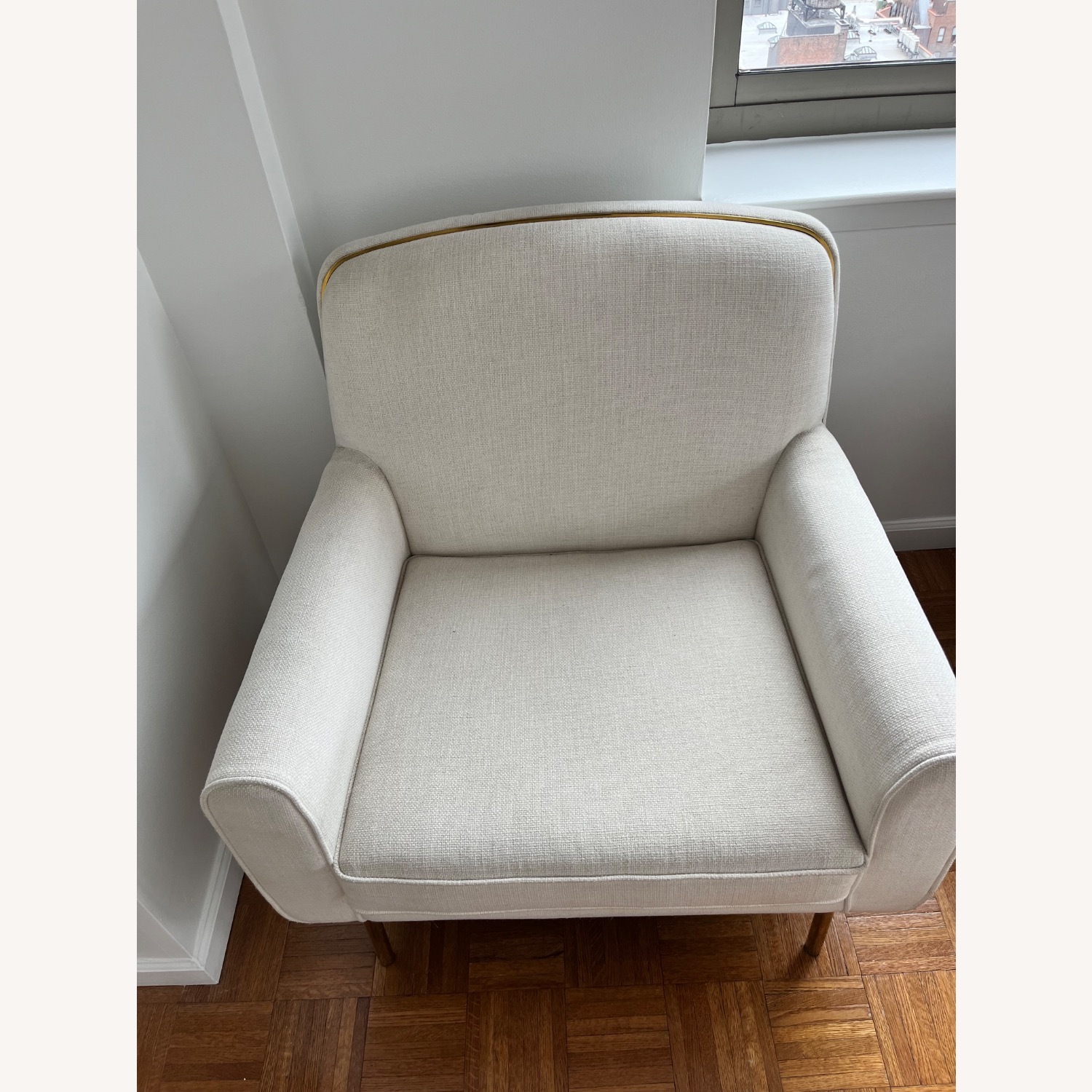 CB2 Halo White Fabric Armchair - image-1
