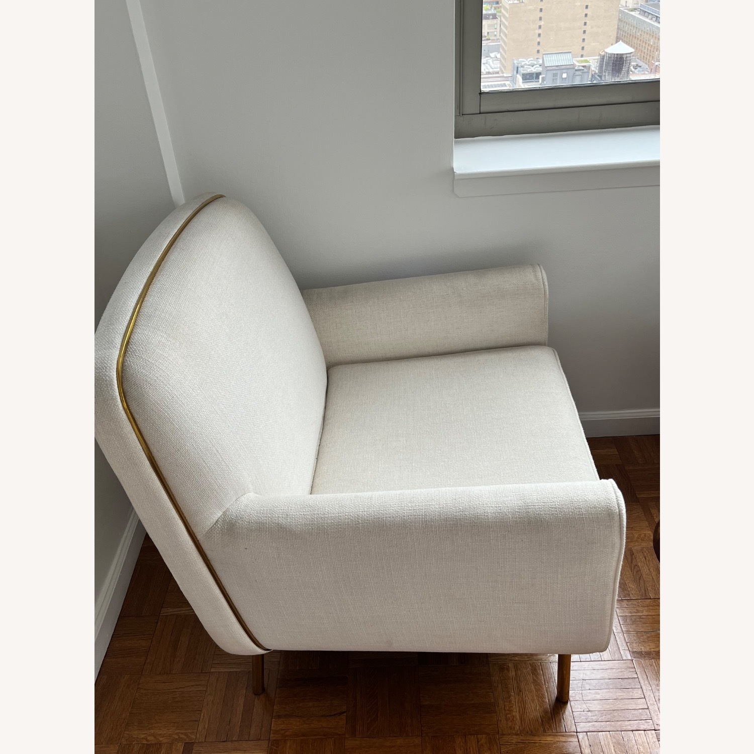 CB2 Halo White Fabric Armchair - image-6