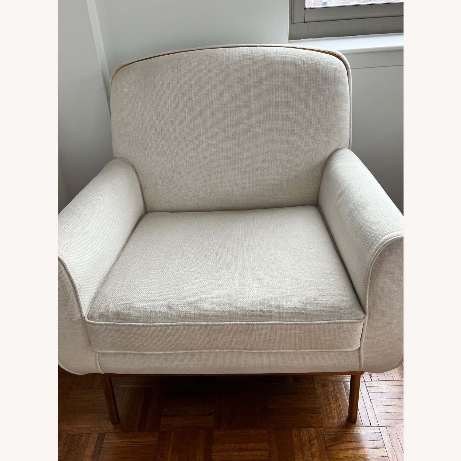CB2 Halo White Fabric Armchair - image-3