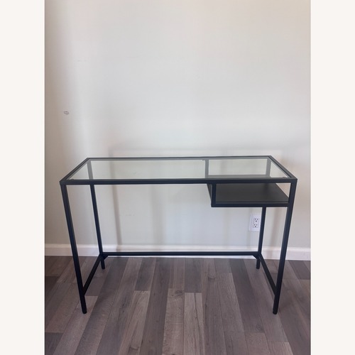 Used IKEA Vittsjö Black Glass Top Desk for sale on AptDeco