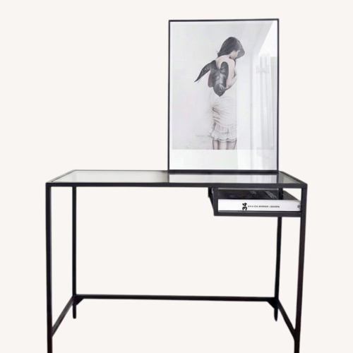 Used IKEA Vittsjö Black Glass Top Desk for sale on AptDeco