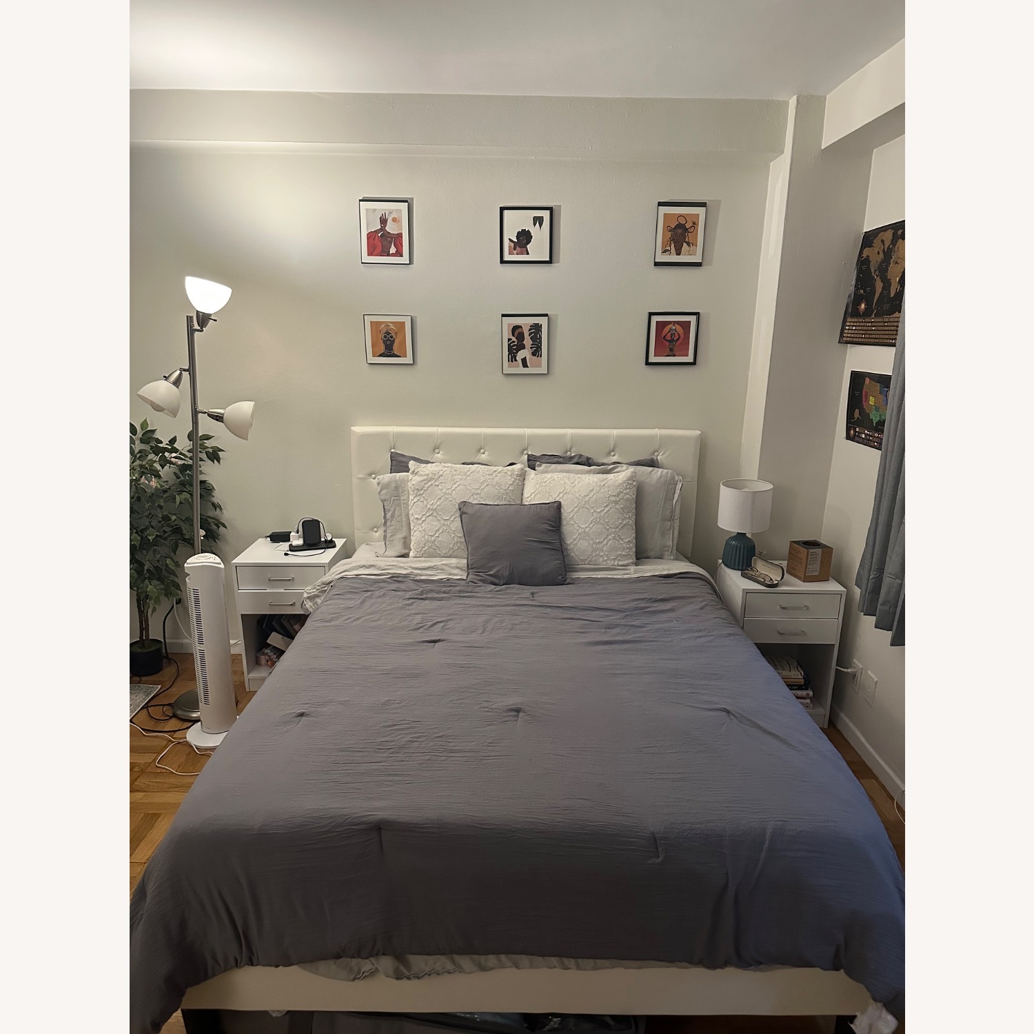 Amazon Sha Cerlin White Faux Leather Queen Bed - image-1