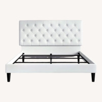 Amazon Sha Cerlin White Faux Leather Queen Bed