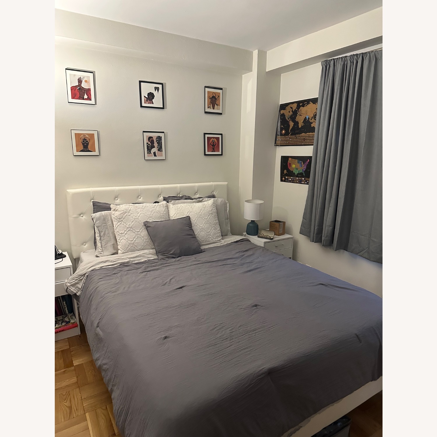 Amazon Sha Cerlin White Faux Leather Queen Bed - image-2
