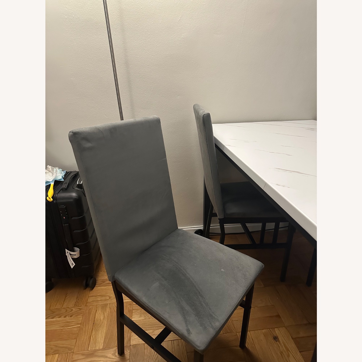 Janece Dark Gray Velvet Dining Set - image-3