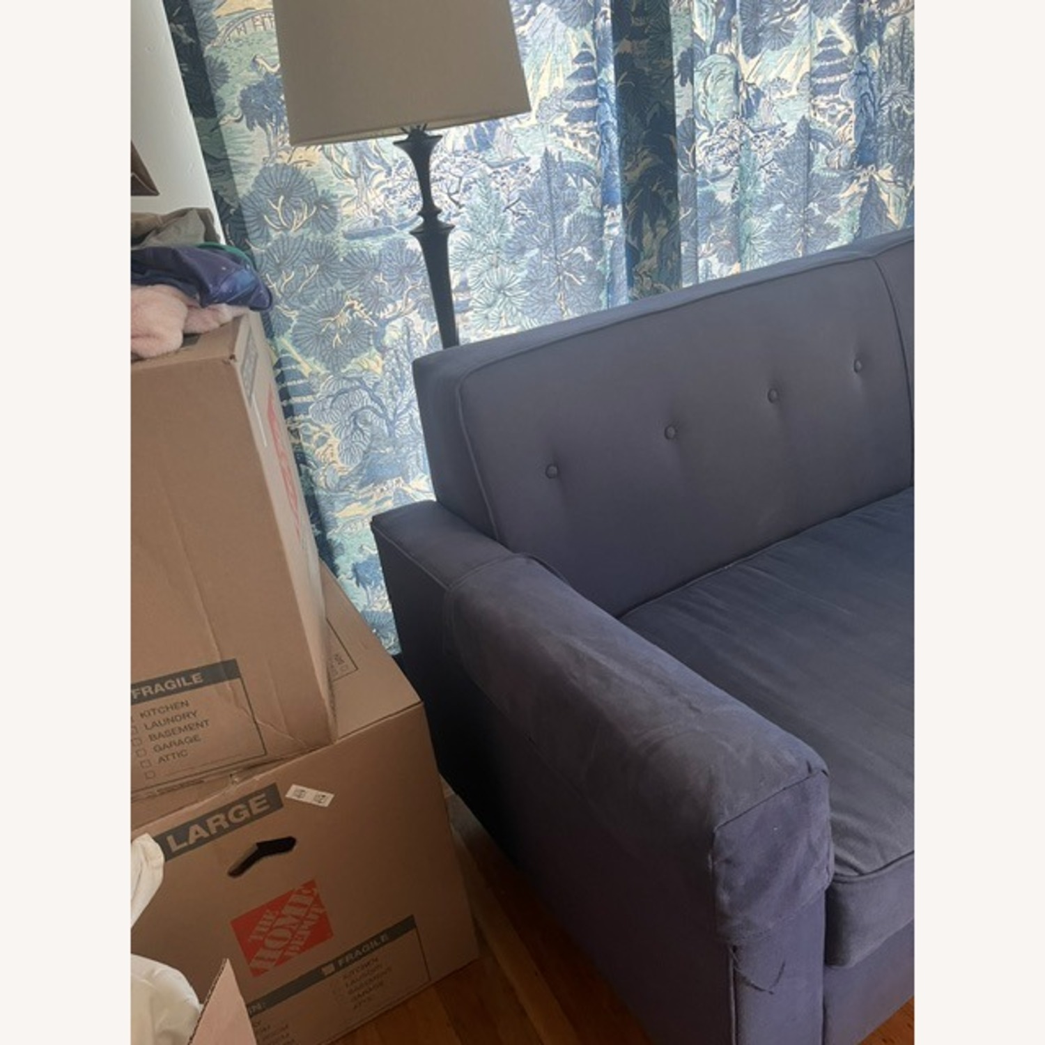 Blue Fabric 2 Seater Sofa - image-2