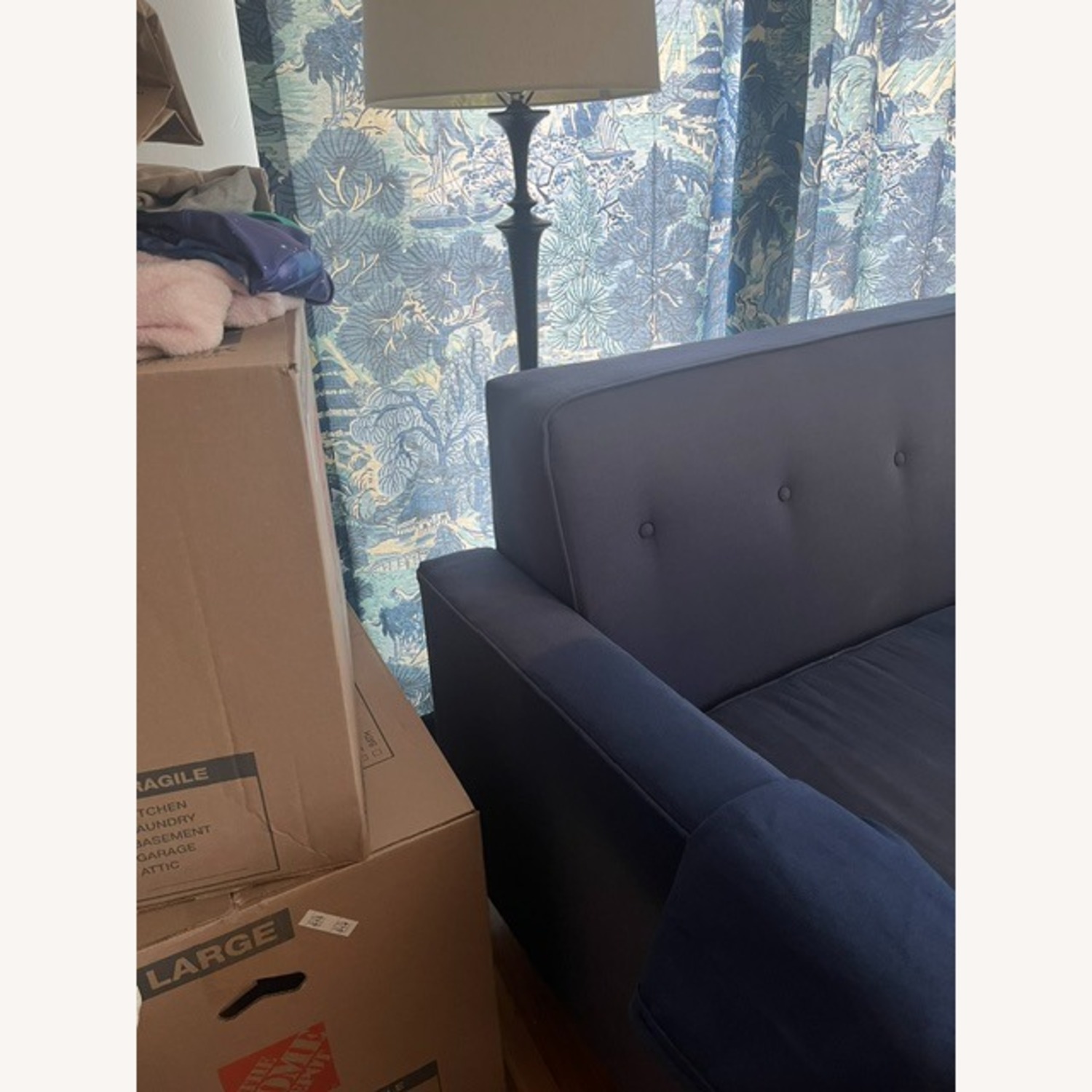 Blue Fabric 2 Seater Sofa - image-3