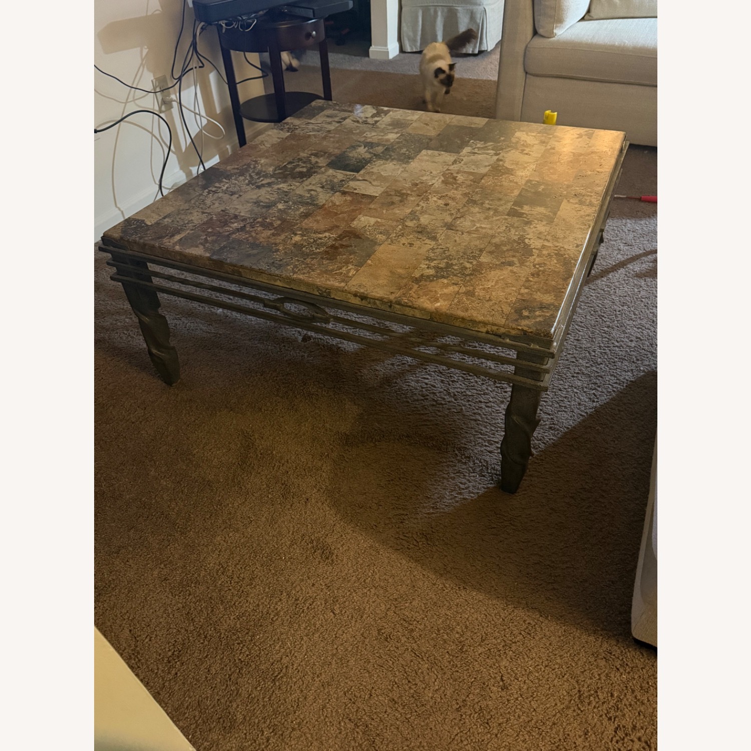 Dark Brown Stone Coffee Table - image-1