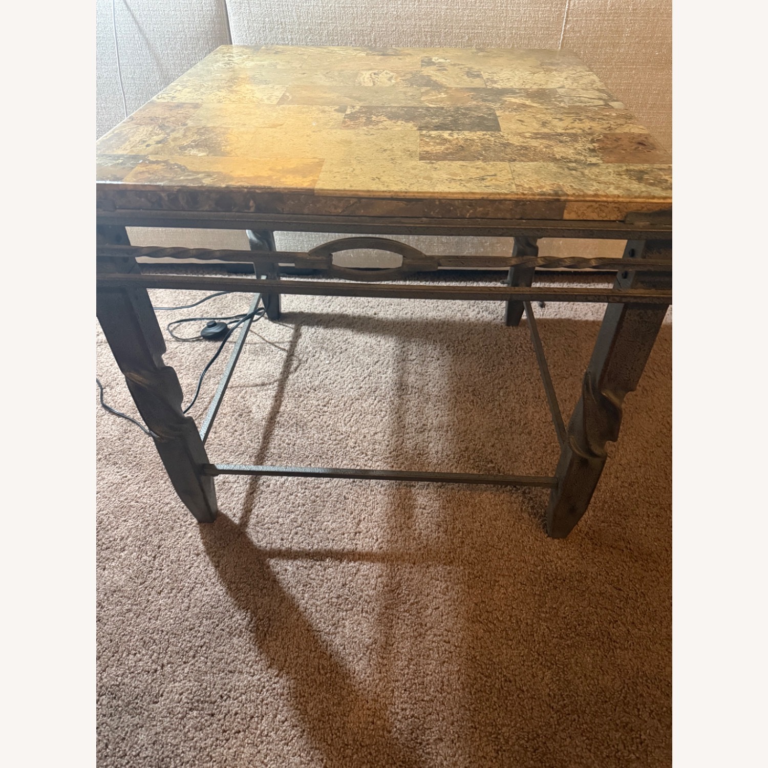 Raymour & Flanigan Dark Brown Stone Side Table - image-2
