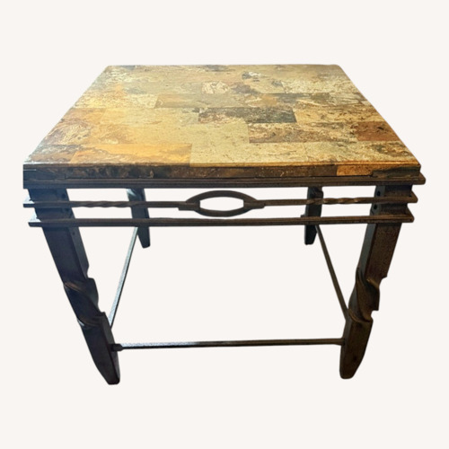 Used Raymour & Flanigan Dark Brown Stone Side Table for sale on AptDeco