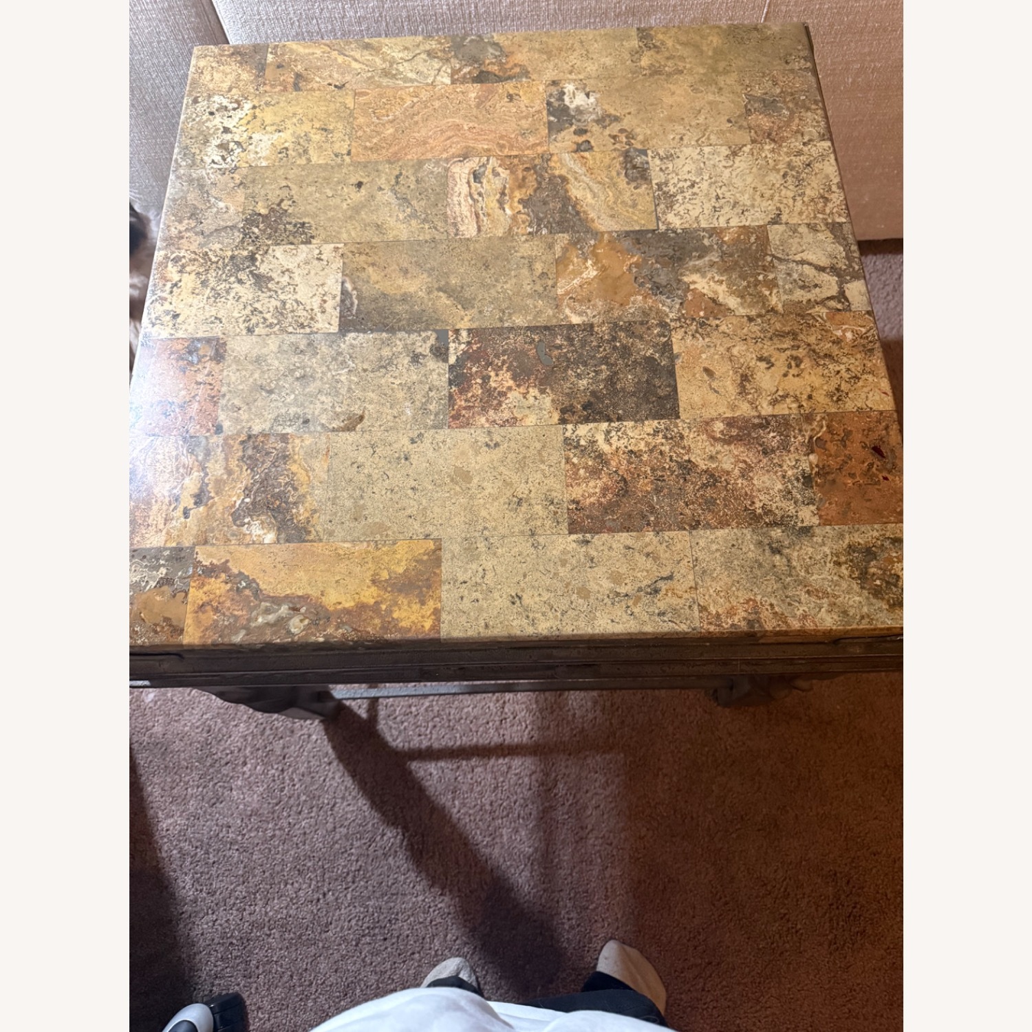 Raymour & Flanigan Dark Brown Stone Side Table - image-3