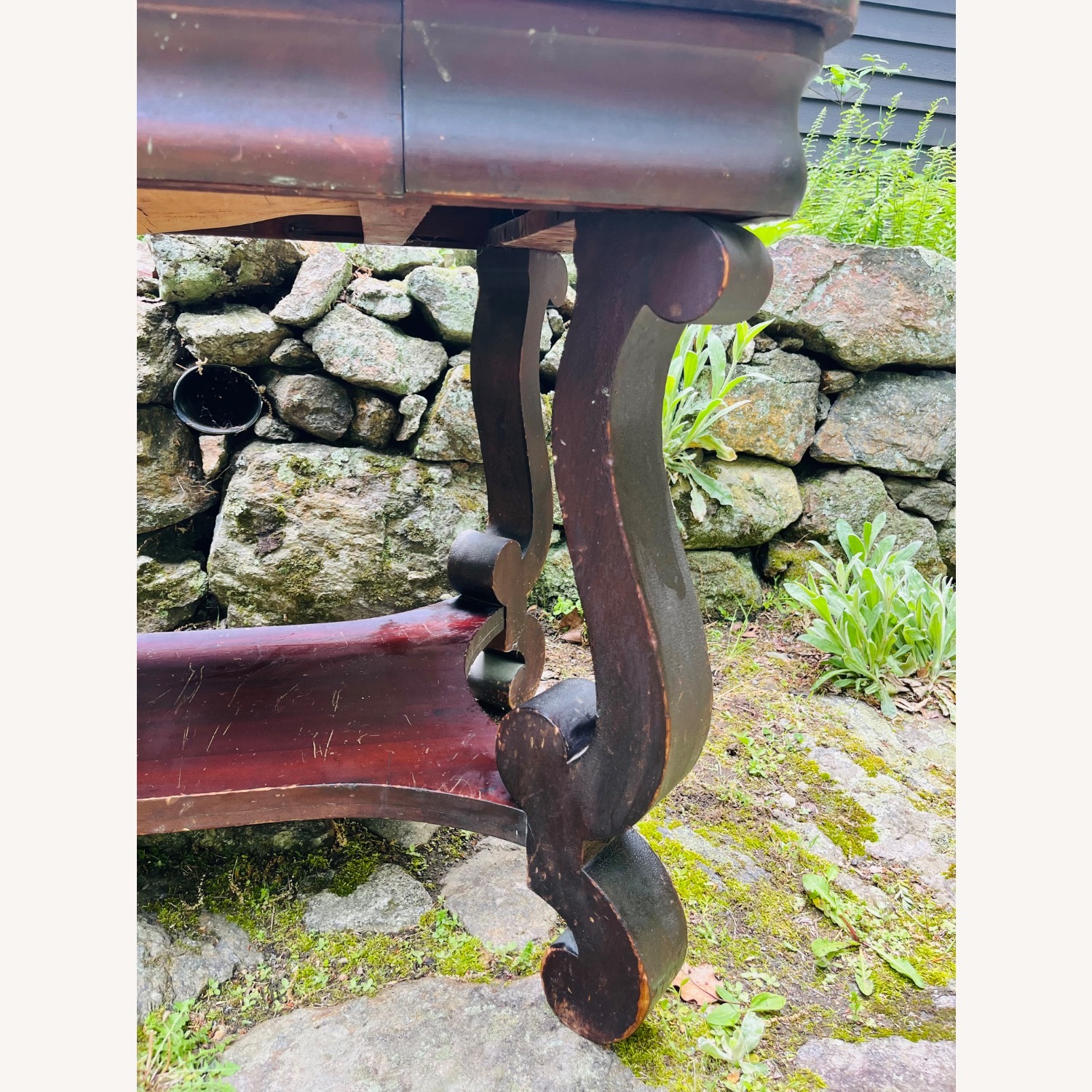 Antique Desk Console Table Scrolled Legs - image-6